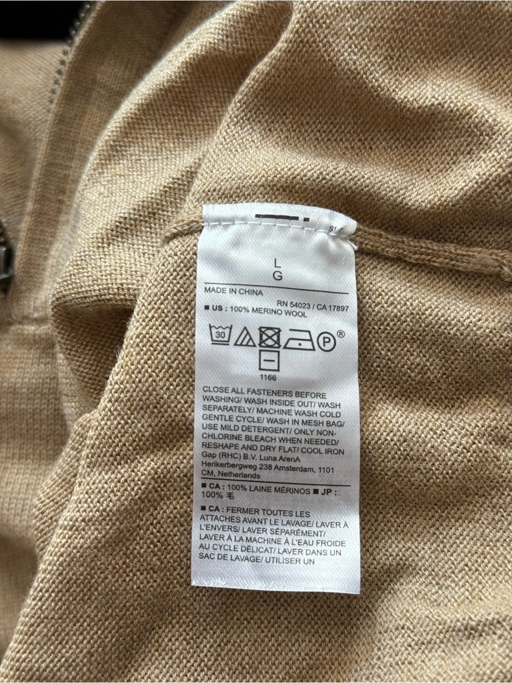 Banana Republic Sweater Mens Large 100% Merino Wool 1/4 Zip